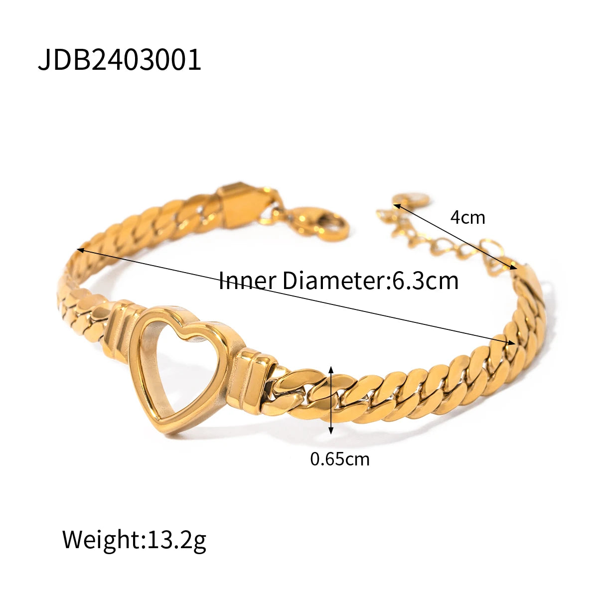 Heart Hollow Gold Snake Chain Bracelet