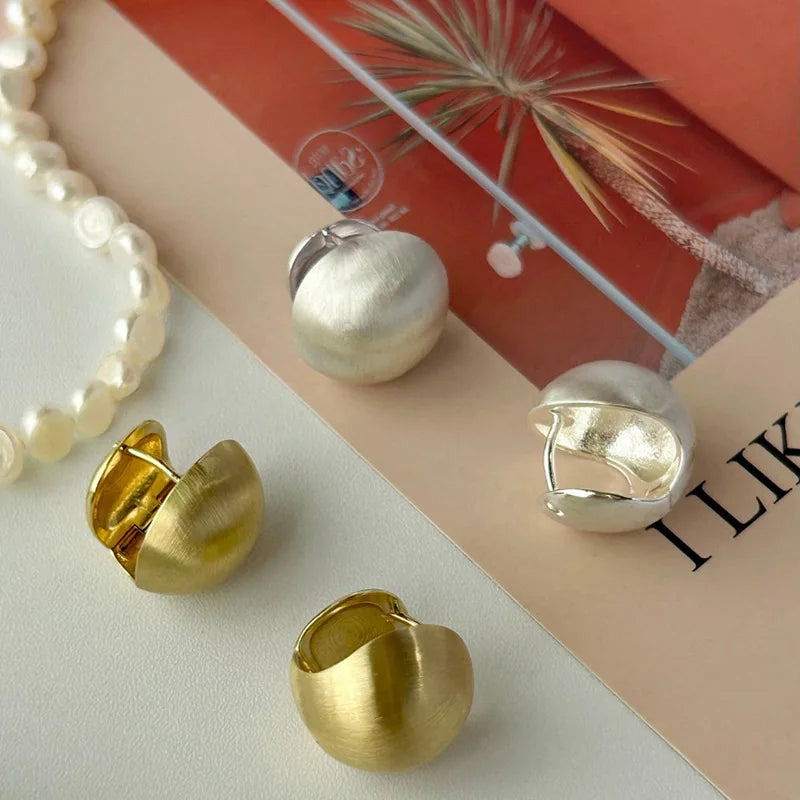 Frosted Round Silver Earrings