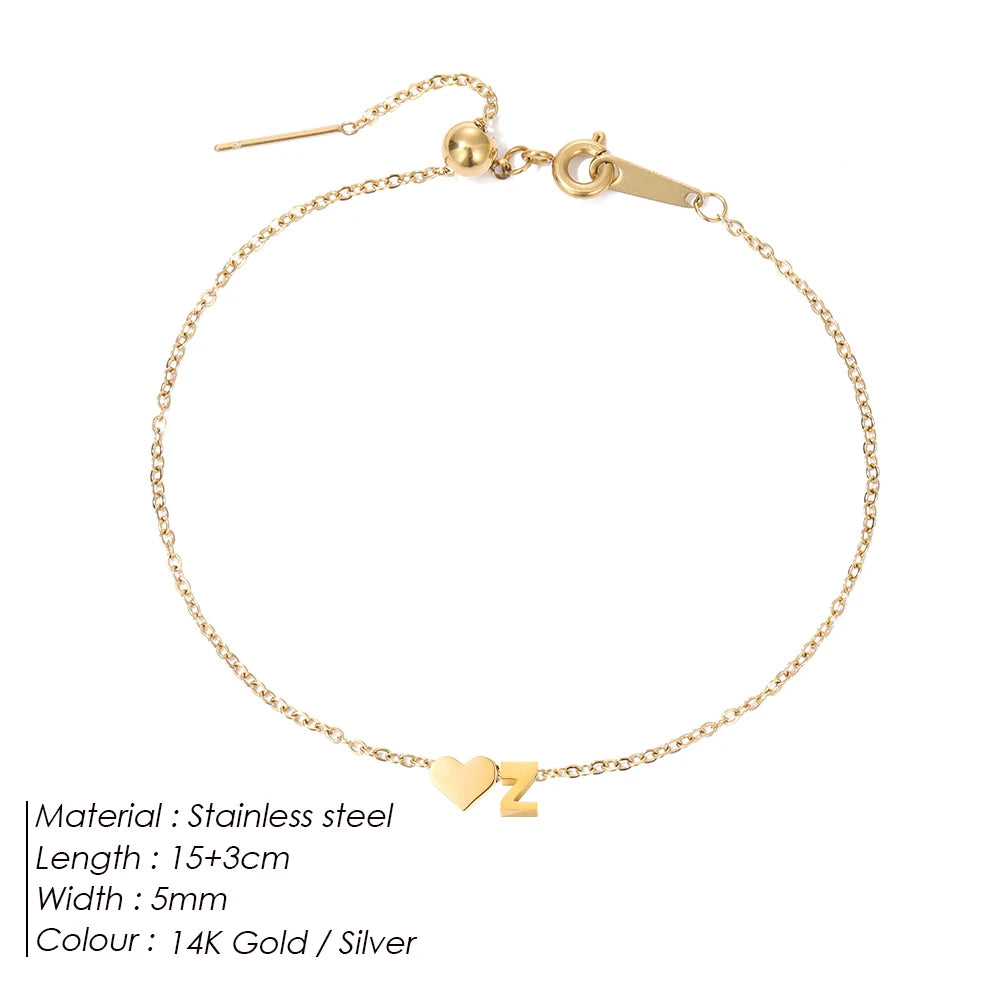 Personalized Initial Heart Bracelet