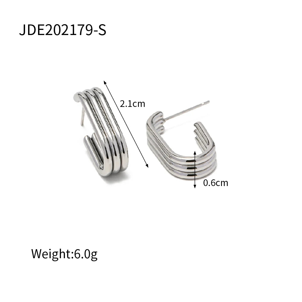 Three-Layer U-Shaped Earrings