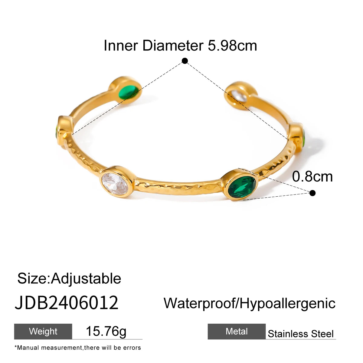 Vintage Hammered Oval Zirconia Bracelet