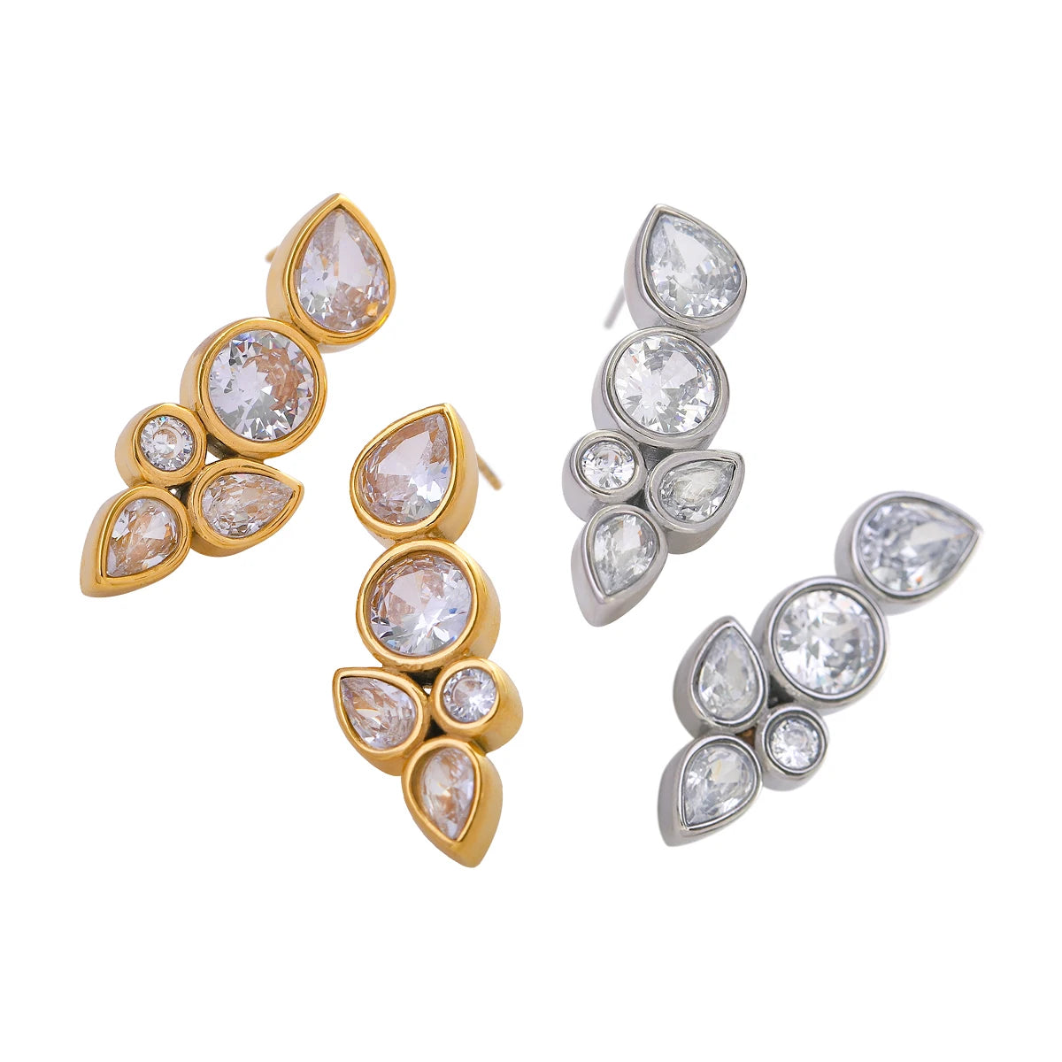 Long Bar Zirconia Drop Earrings