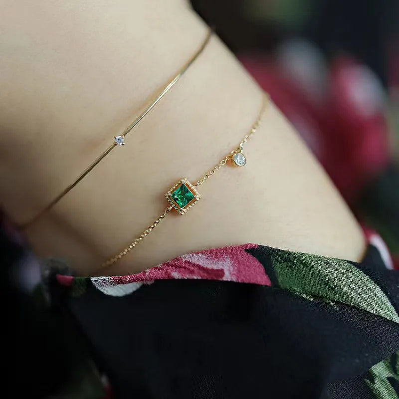 Square Zircon Silver Bracelet