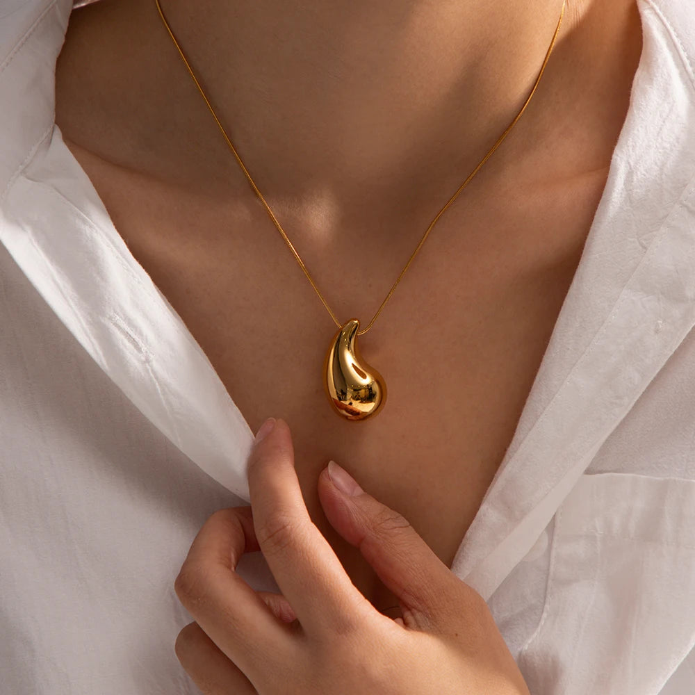 Golden Silver Water Drop Necklace