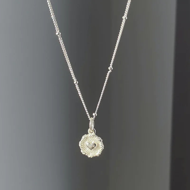Sterling Heart Bead Necklace