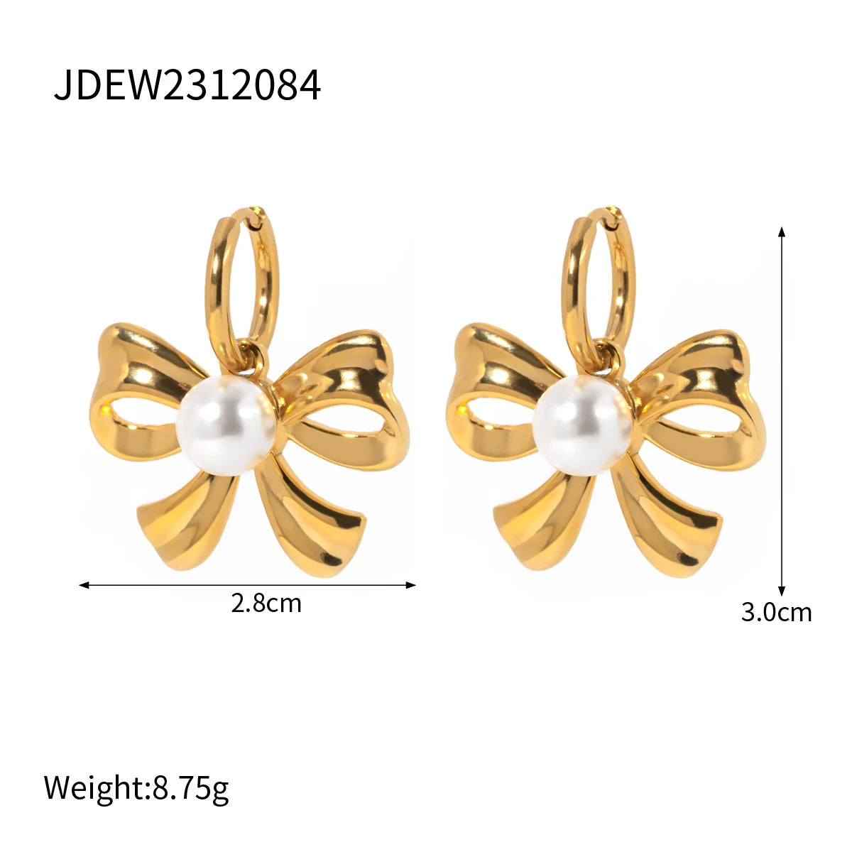 Pearl Bow Hoop Earrings & Necklace Set