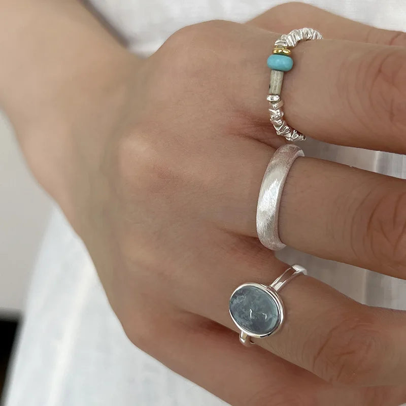 Silver Blue Crystal Ring