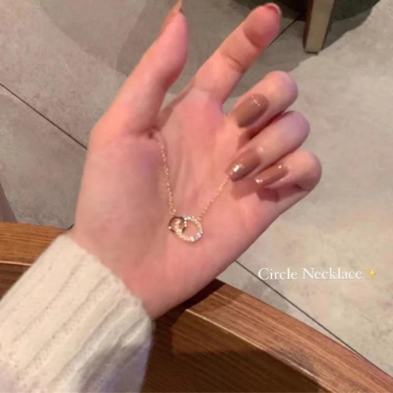Double Circle Zircon Choker