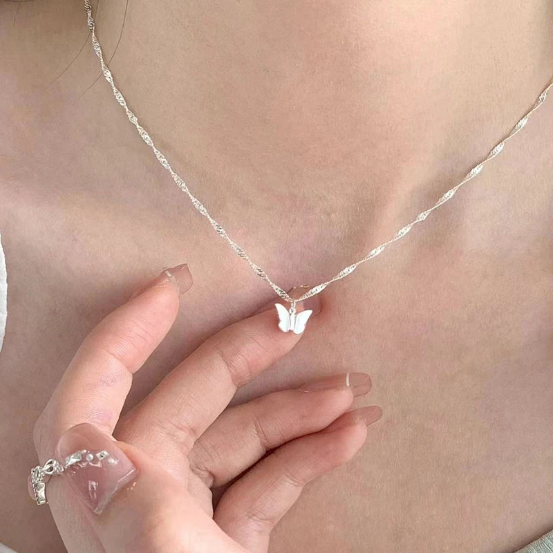 Sterling Butterfly Pendant Necklace