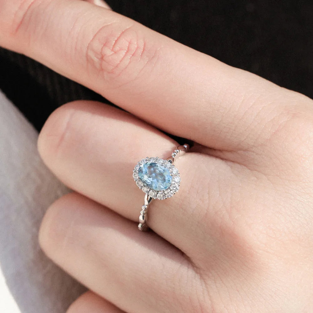 Blue Zircon Round Ring