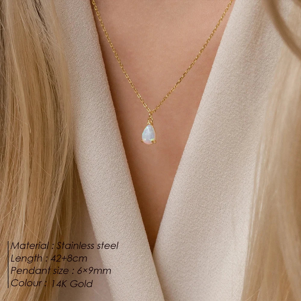 Crystal Teardrop Zirconia Necklace