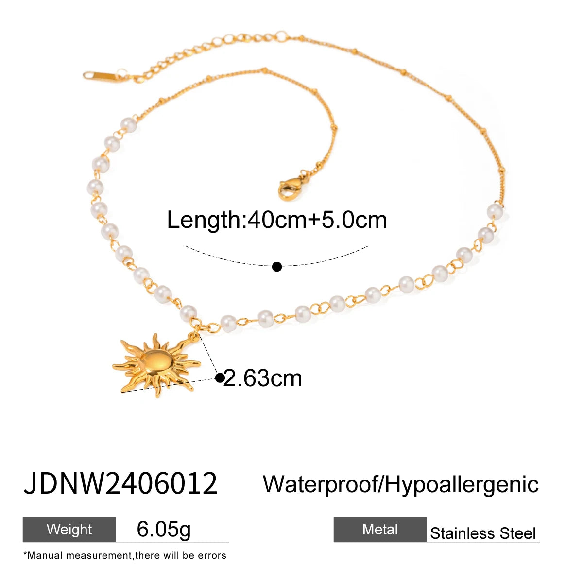 Sun Pendant Pearl Necklace