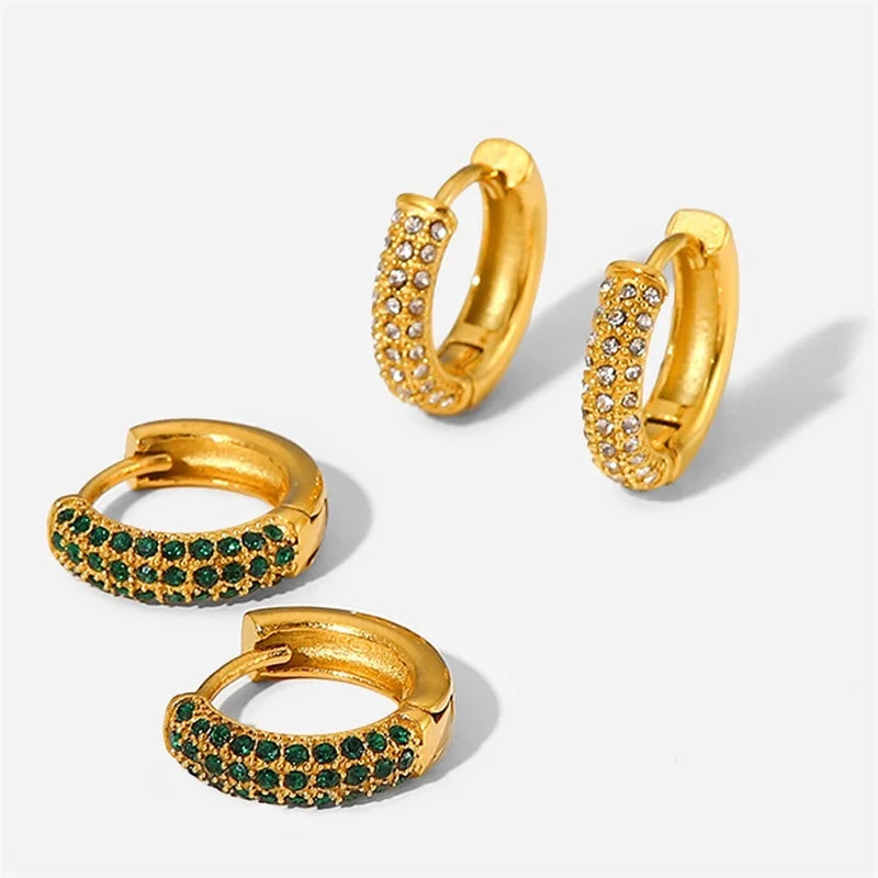 Green Zircon Hoop Earrings