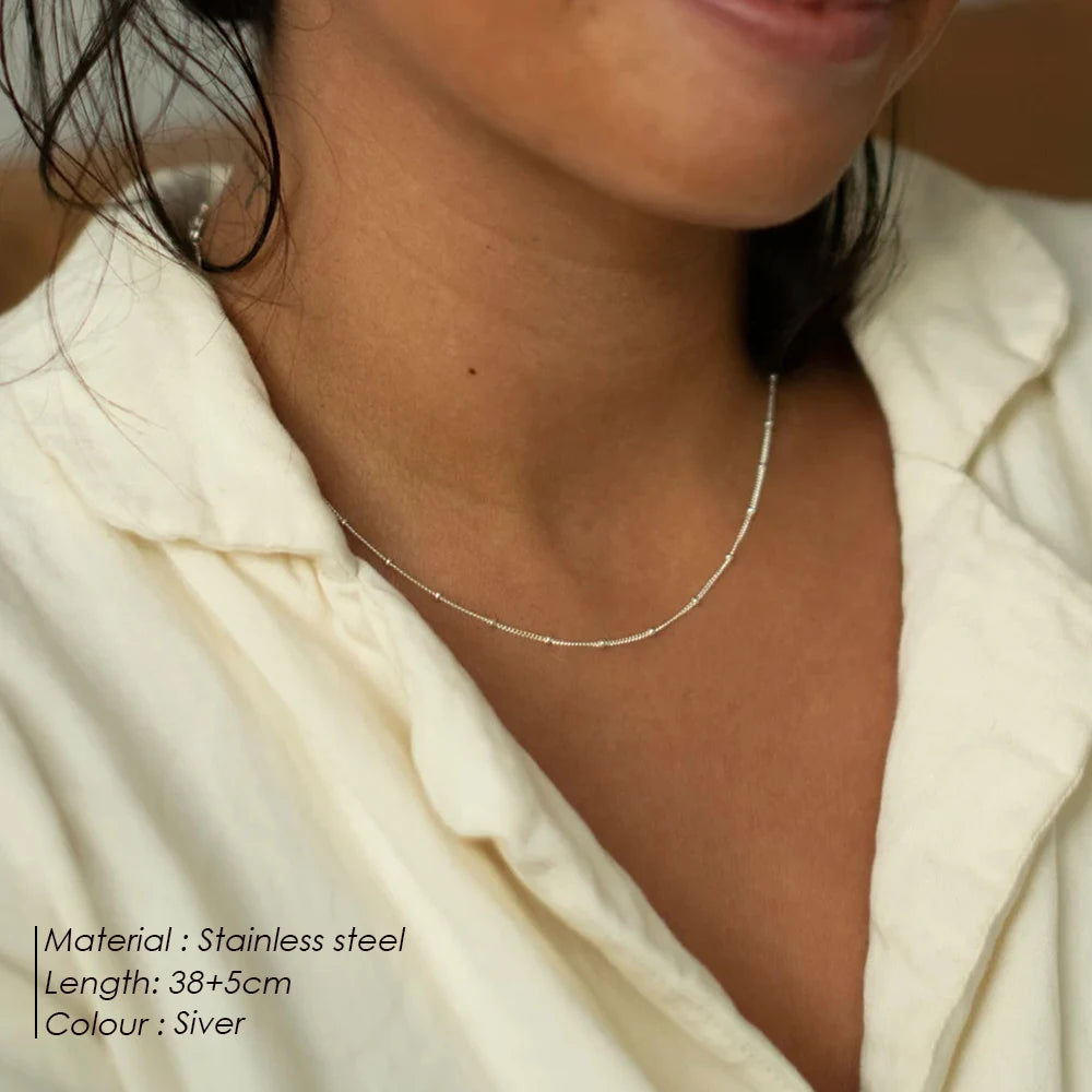 Silvery Bead Chain Choker