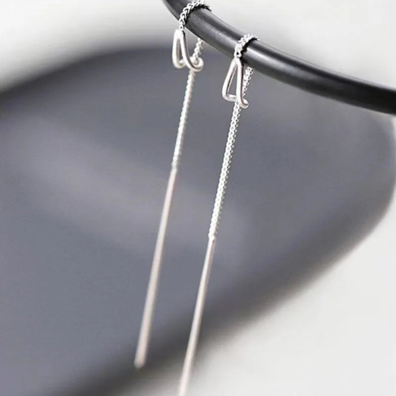 Silver Tassel Stud Earrings