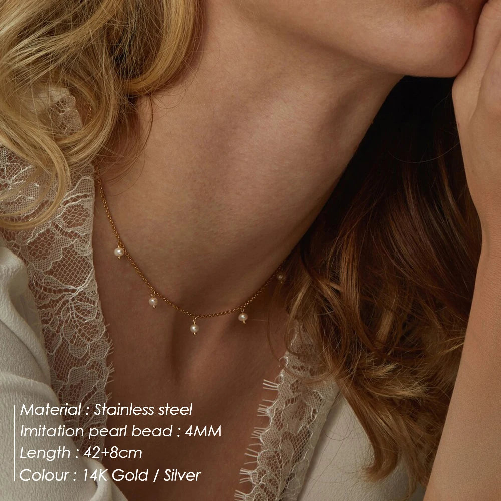 Tassel Pearl Choker Necklace