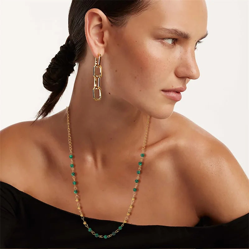 Green Stone Ball Necklace
