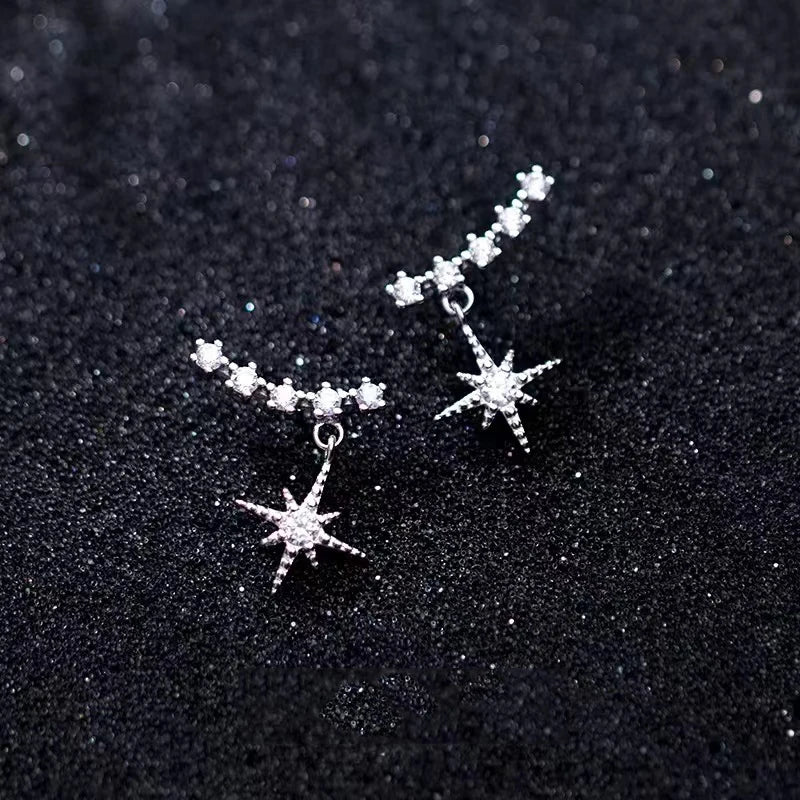 Shiny Star Silver Earrings