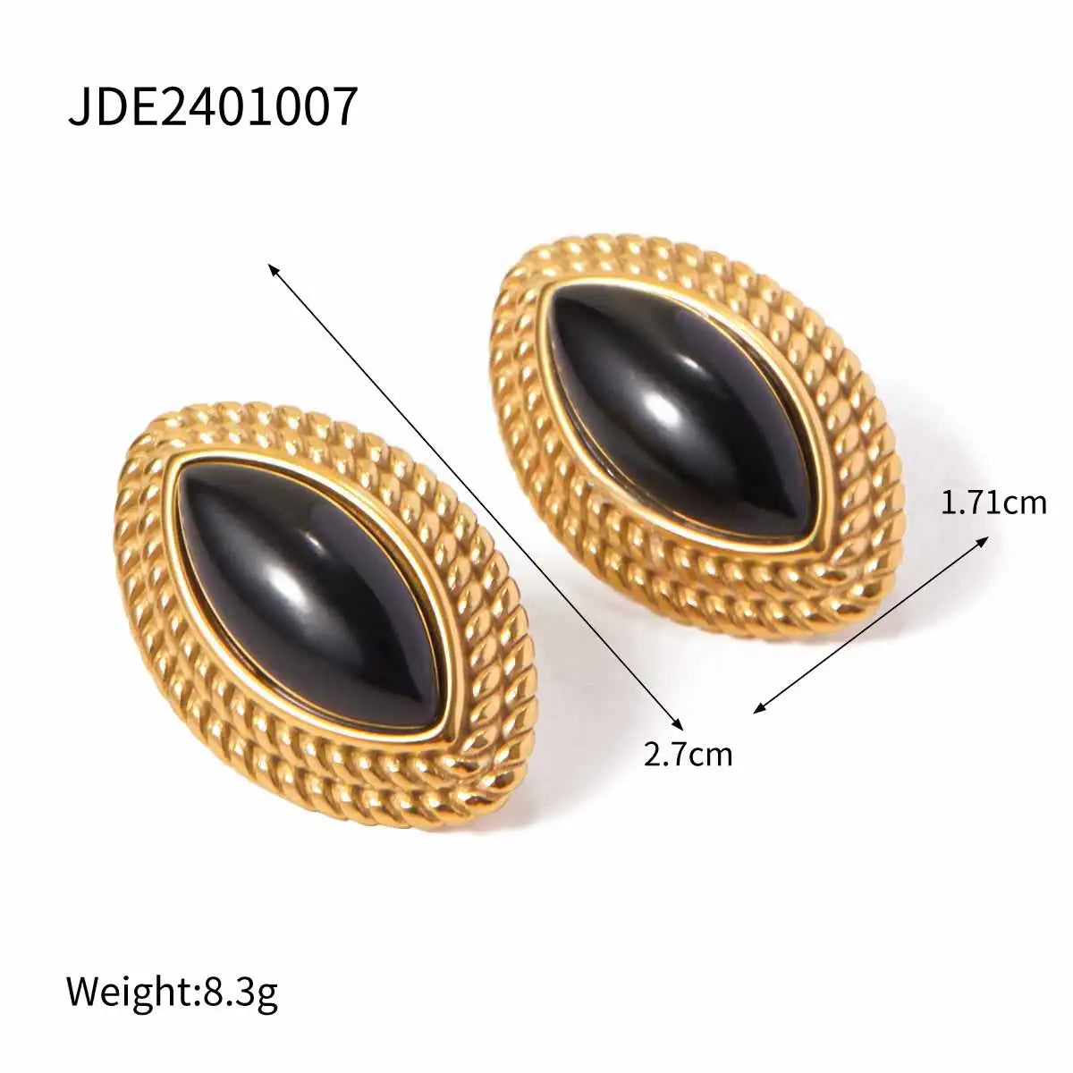 Onyx Horse Eye Gold Earrings