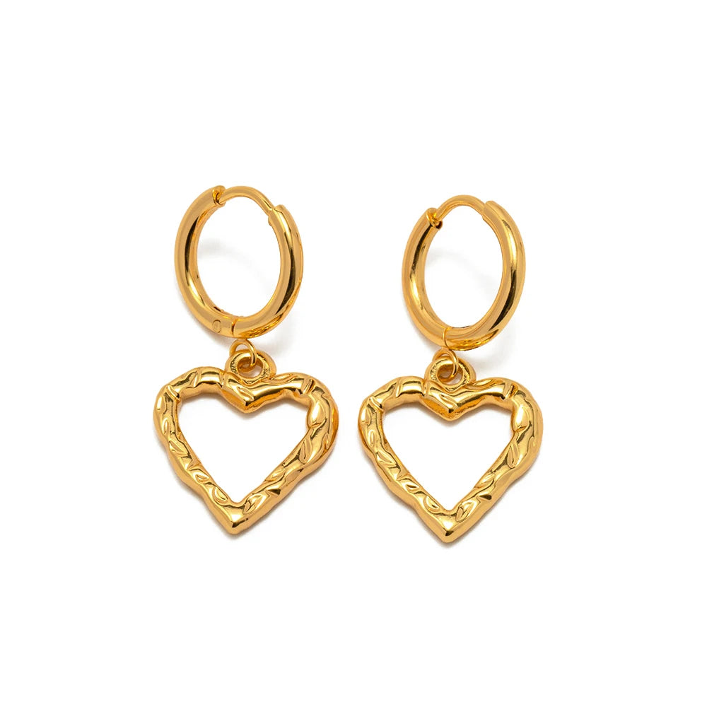 Gold Heart Hoop Earrings