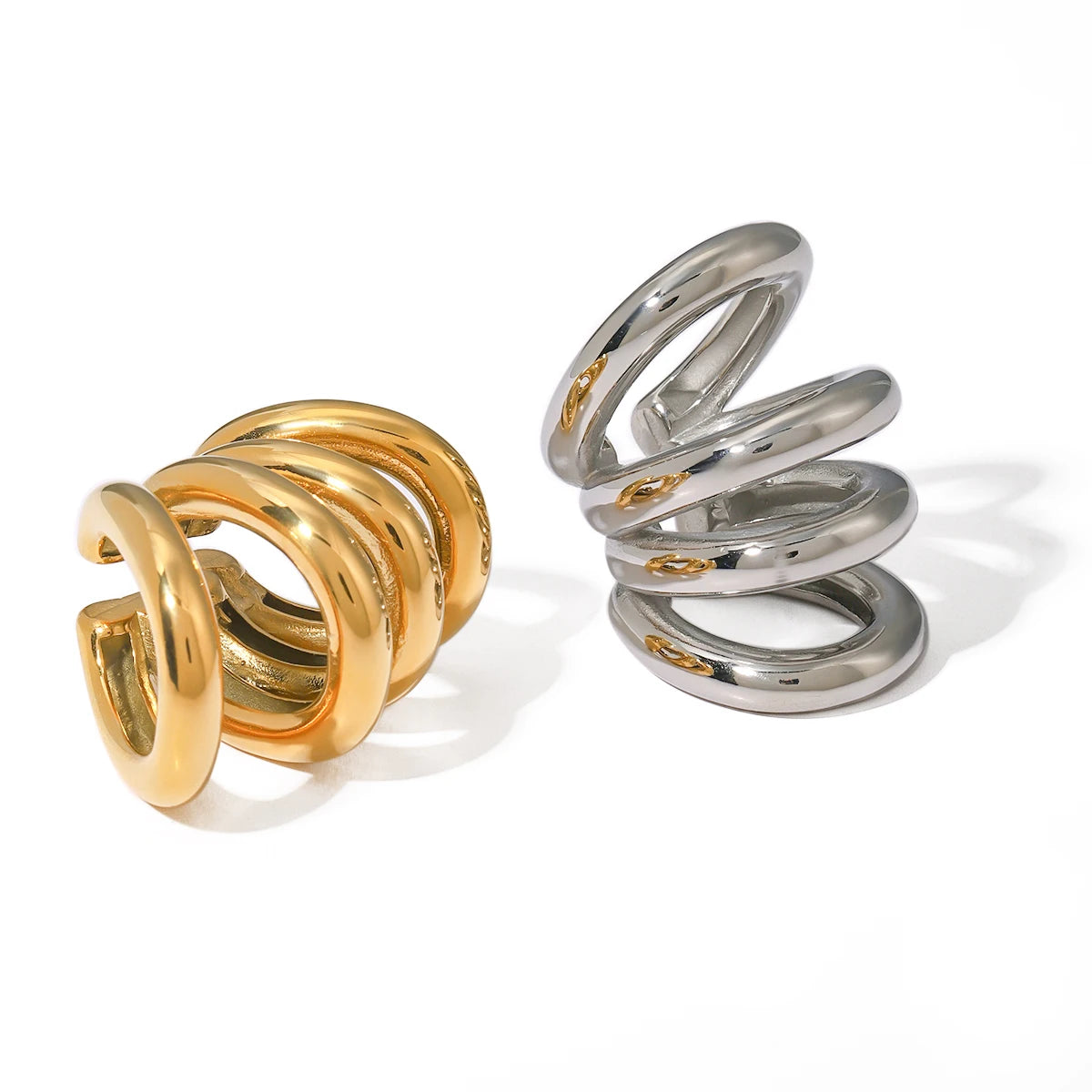 Gold Four-Layer Stainless Steel Earrings