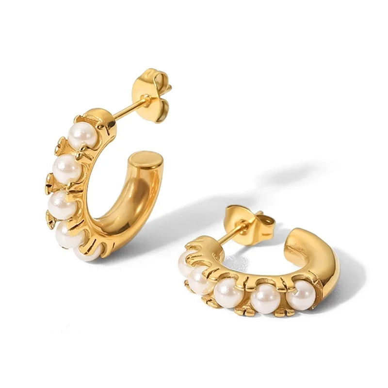 Gold Plated C-Shape Earrings