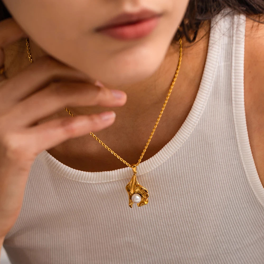 Lava Pearl Flower Jewelry Set