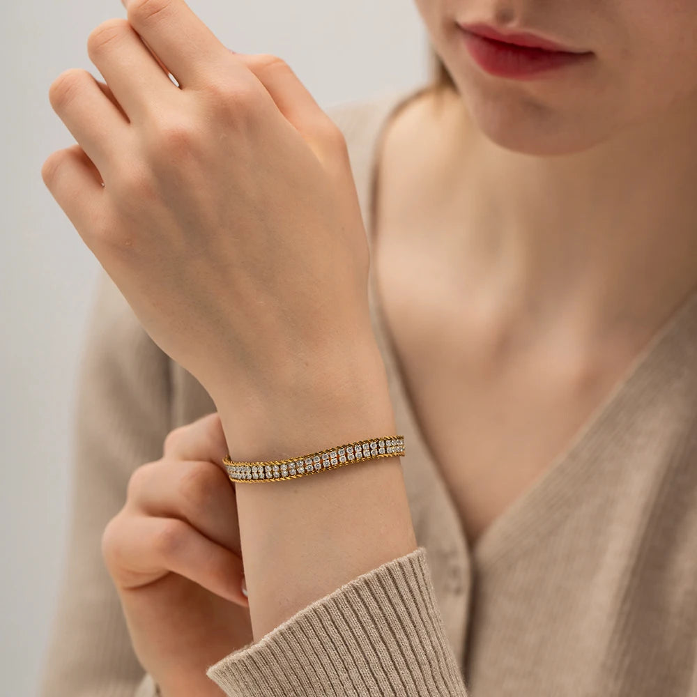 Double Layer Cubic Zirconia Bracelet