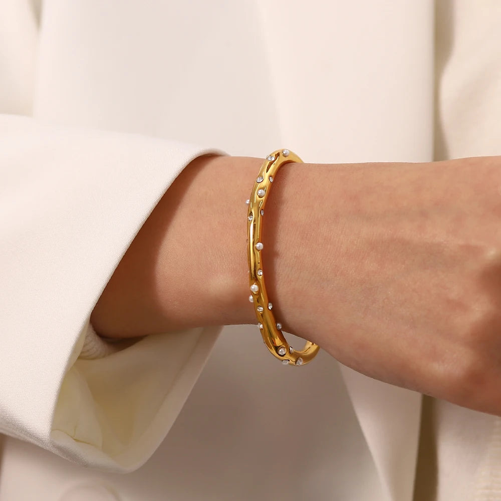 Pearl Cubic Zirconia Cuff Bracelet