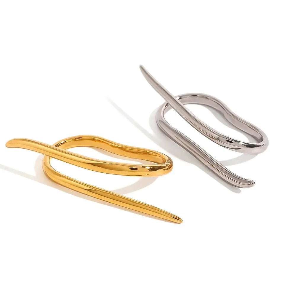 Gold Geometric Double Ring