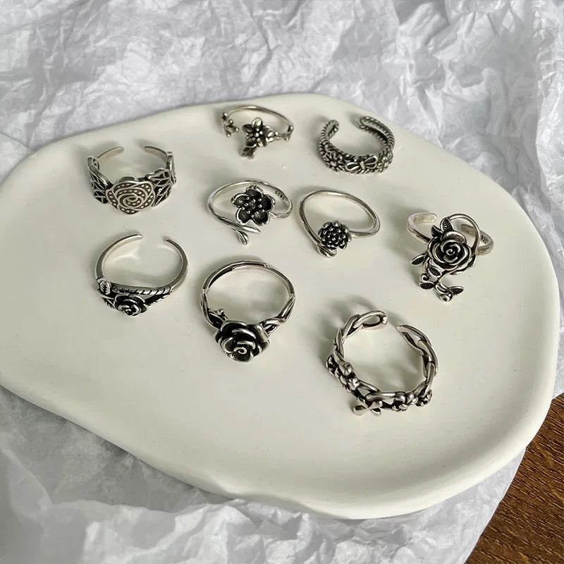 Rose Flower Silver Ring