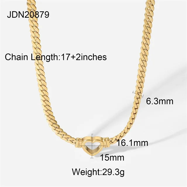Gold-Plated Heart Cuban Necklace